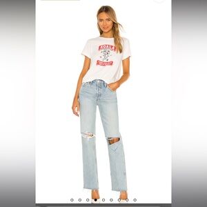 RE/DONE 90s High Rise Loose in Breezy Indigo w/Rips Women’s Jeans - Size:25